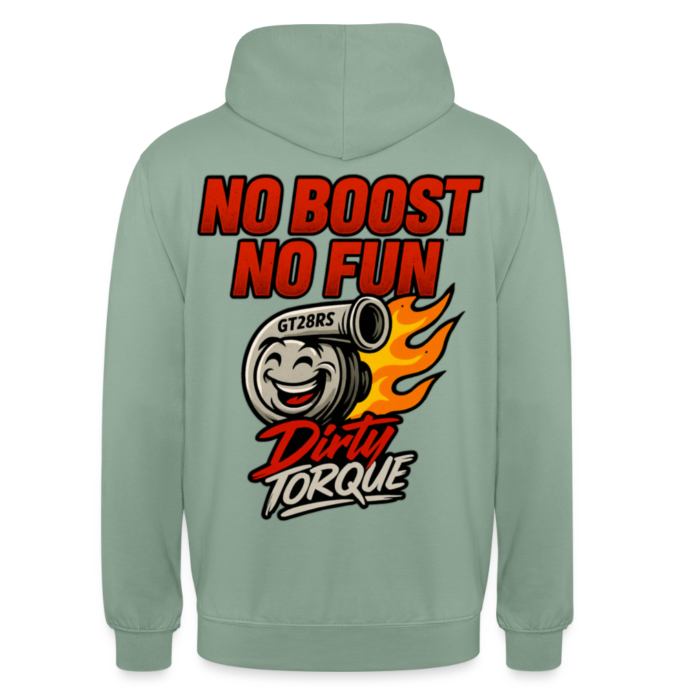 DirtyTorque No Boost No Fun Hoodie Unisex - Graugrün