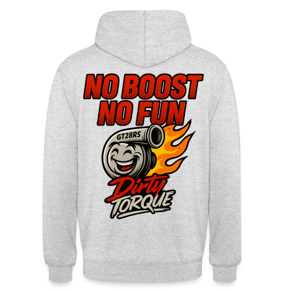 DirtyTorque No Boost No Fun Hoodie Unisex - Hellgrau meliert