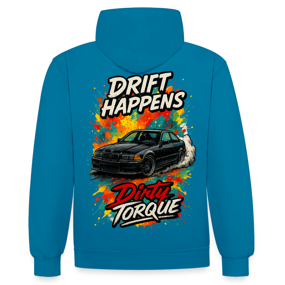 DirtyTorque E36 Drift  Premium Hoodie Unisex - Pfauenblau/Grau meliert