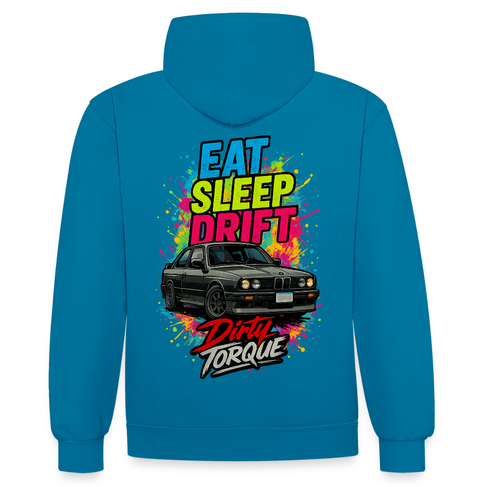 DirtyTorque Eat Sleep Drift  Premium Hoodie Unisex - Pfauenblau/Grau meliert