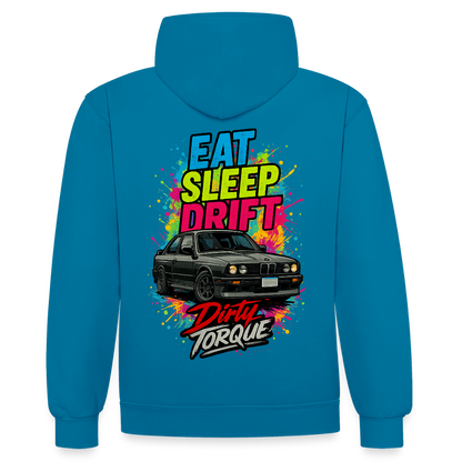 DirtyTorque Eat Sleep Drift  Premium Hoodie Unisex - Pfauenblau/Grau meliert