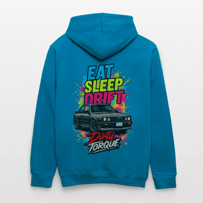DirtyTorque Eat Sleep Drift  Premium Hoodie Unisex - Pfauenblau/Grau meliert