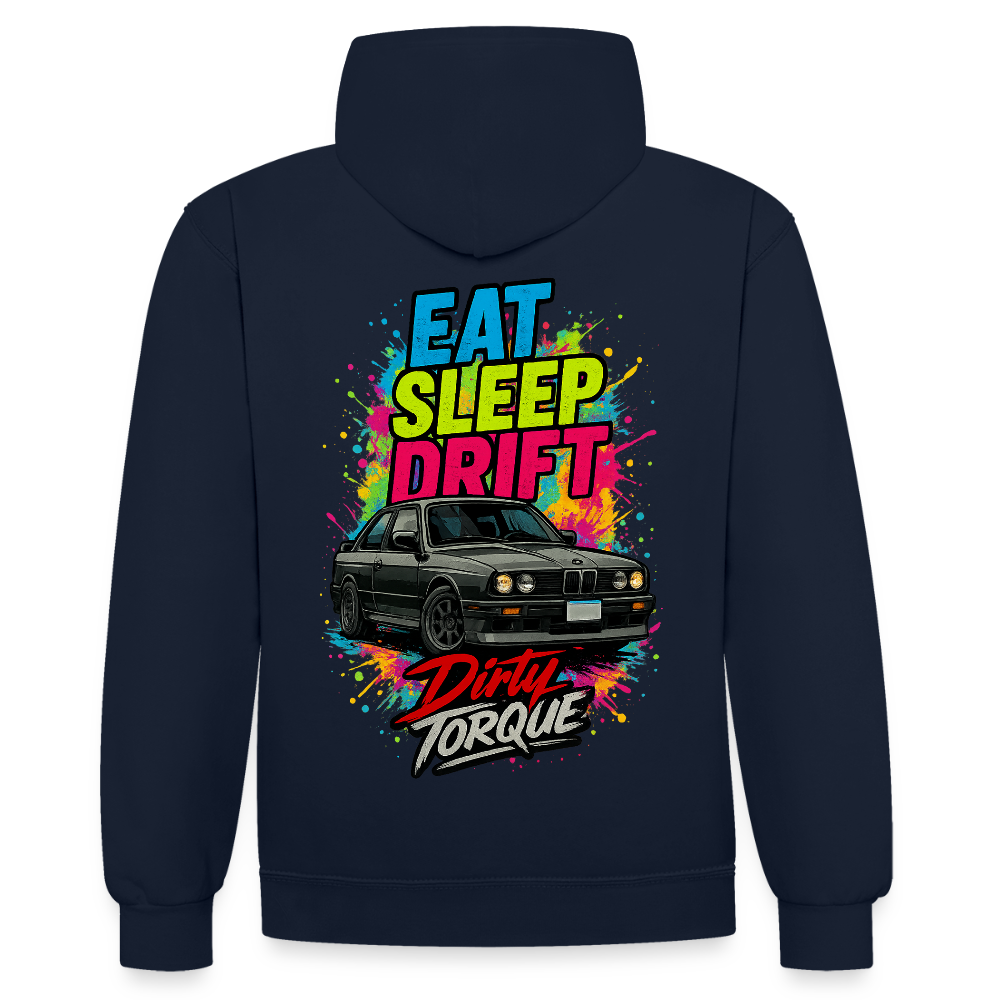 DirtyTorque Eat Sleep Drift  Premium Hoodie Unisex - Navy/Grau meliert