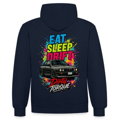 DirtyTorque Eat Sleep Drift  Premium Hoodie Unisex - Navy/Grau meliert