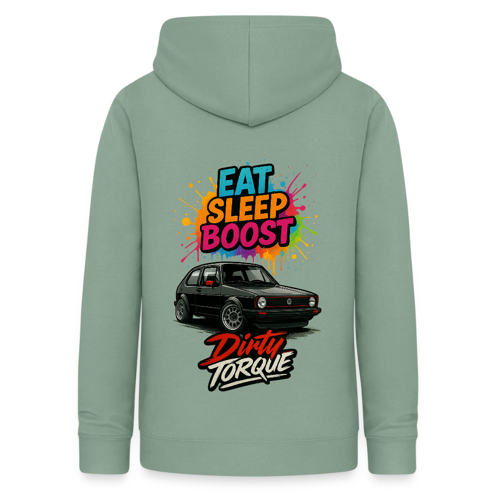 DirtyTorque Eat Sleep Boost Frauen Hoodie - Graugrün