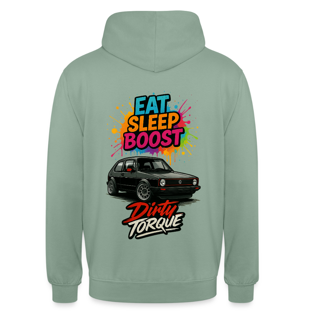 DirtyTorque Eat Sleep Boost Hoodie Unisex - Graugrün