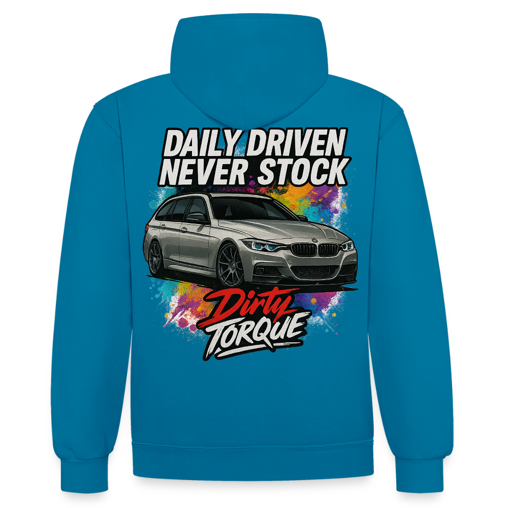 DirtyTorque Daily  Premium Hoodie Unisex - Pfauenblau/Grau meliert